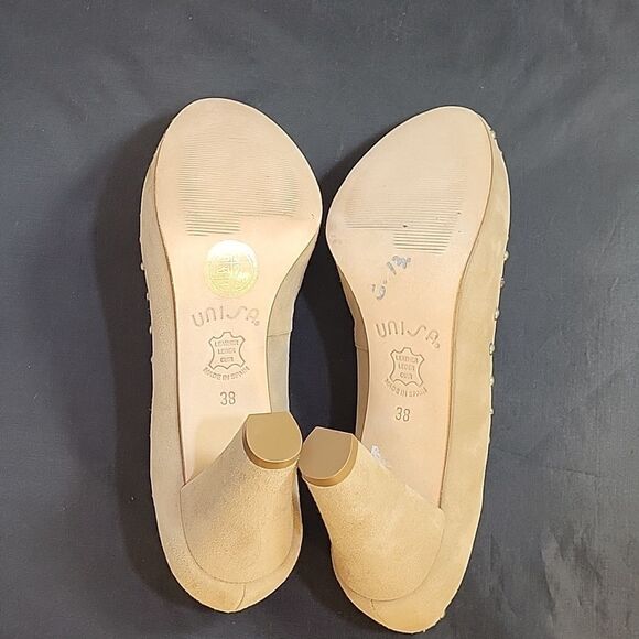 BRAND NEW UNISA PEEP TOE SUEDE WOMEN"S BLOCK STUDDED DETAILING PUMP - Picture 10 of 13